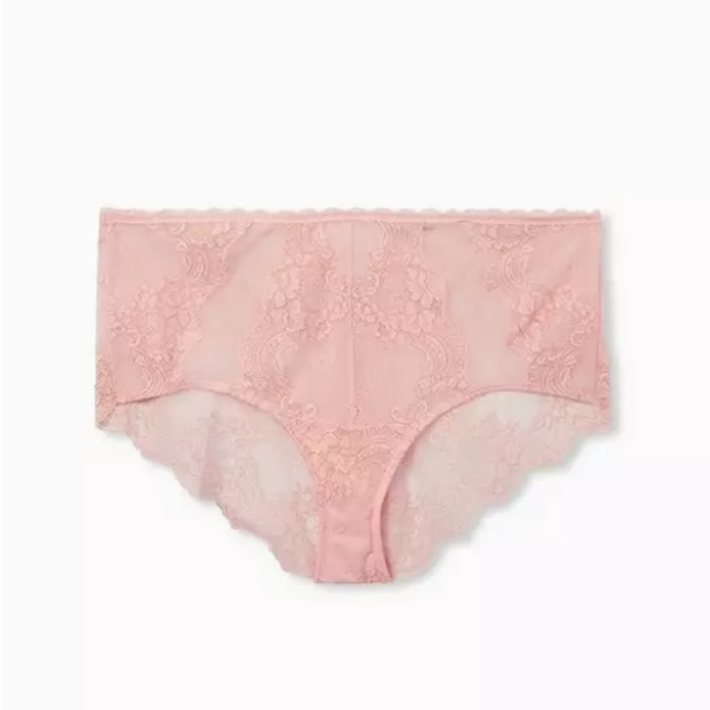 Light Pink Shimmer Lace Lattice Cheeky Panty 2x
